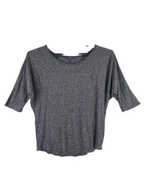 Womens Gap Gray Heather Knit Top Raglan Sleeve Scoop Neck Polyester Blend XL